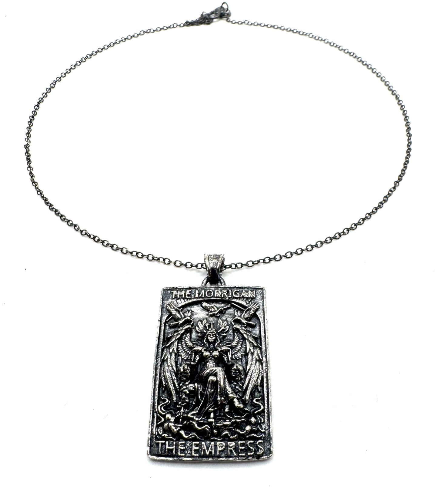 The Morrigan Tarot Card Pendant in Sterling Silver