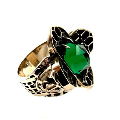 Inquisitor Ring In Bronze with Lab Emerald - Julian The 2nd - RING - Inquisitor Ring In Bronze with Lab Emerald