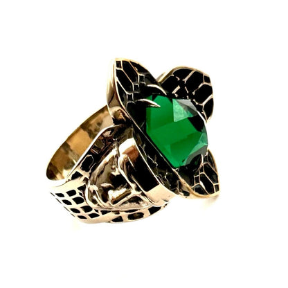 Inquisitor Ring In Bronze with Lab Emerald - Julian The 2nd - RING - Inquisitor Ring In Bronze with Lab Emerald