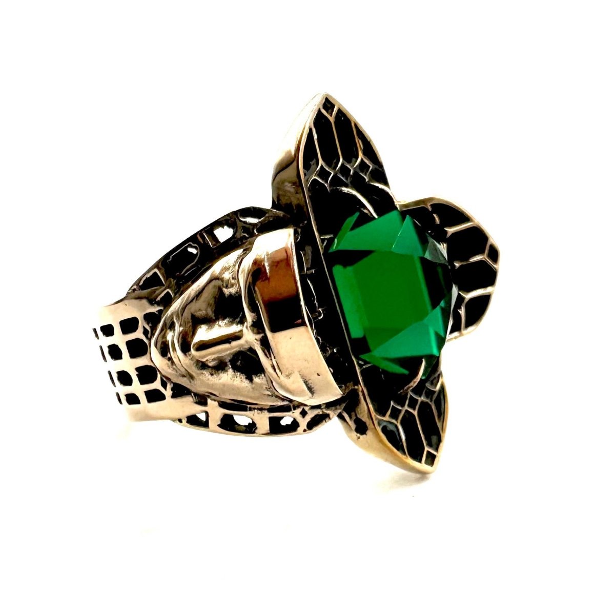 Inquisitor Ring In Bronze with Lab Emerald - Julian The 2nd - RING - Inquisitor Ring In Bronze with Lab Emerald