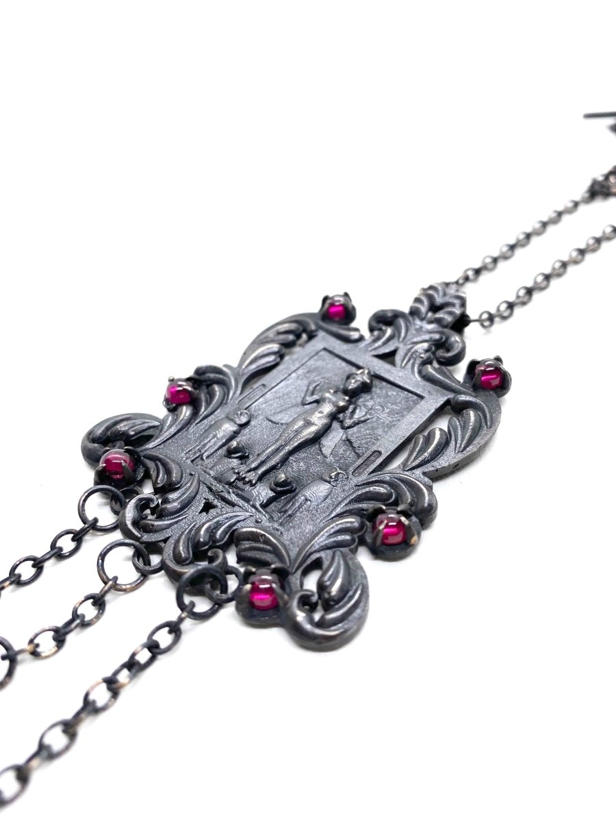 Lilith's Ancient Shrine Necklace - Julian The 2nd - Necklaces - Lilith Shrine Necklace in Bronze and Garnet