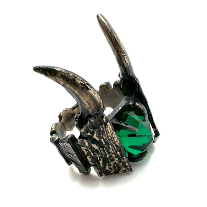 Loki’s Helm Ring in Bronze with Lab Emerald - Julian The 2nd - STONE RING - Loki’s Helm Ring in Bronze with Lab Emerald