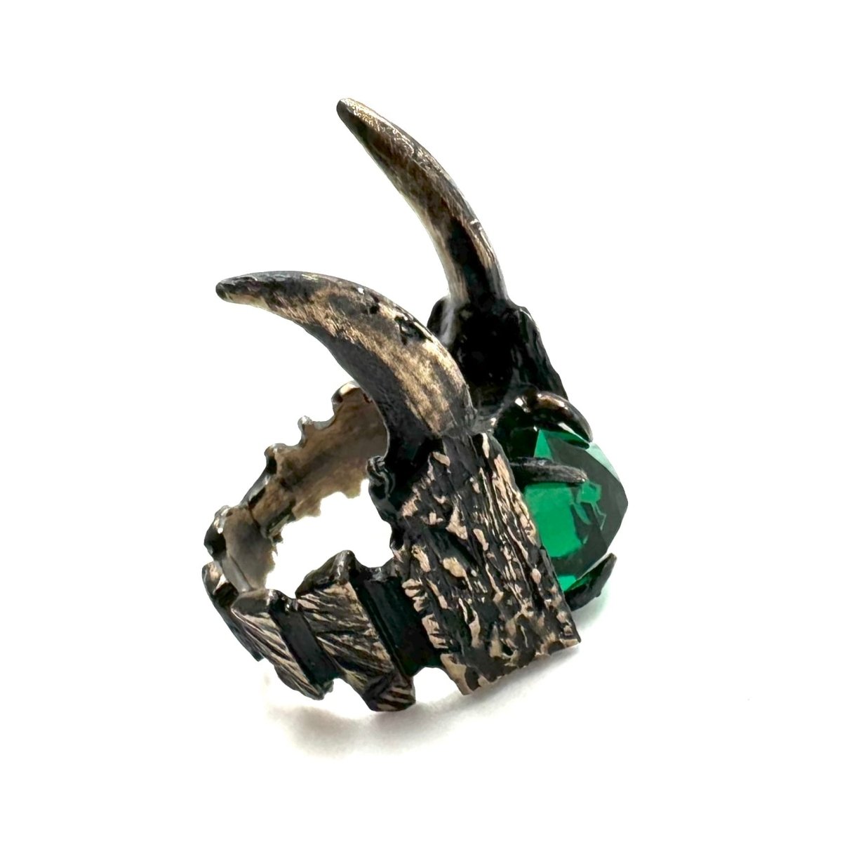 Loki’s Helm Ring in Bronze with Lab Emerald - Julian The 2nd - STONE RING - Loki’s Helm Ring in Bronze with Lab Emerald