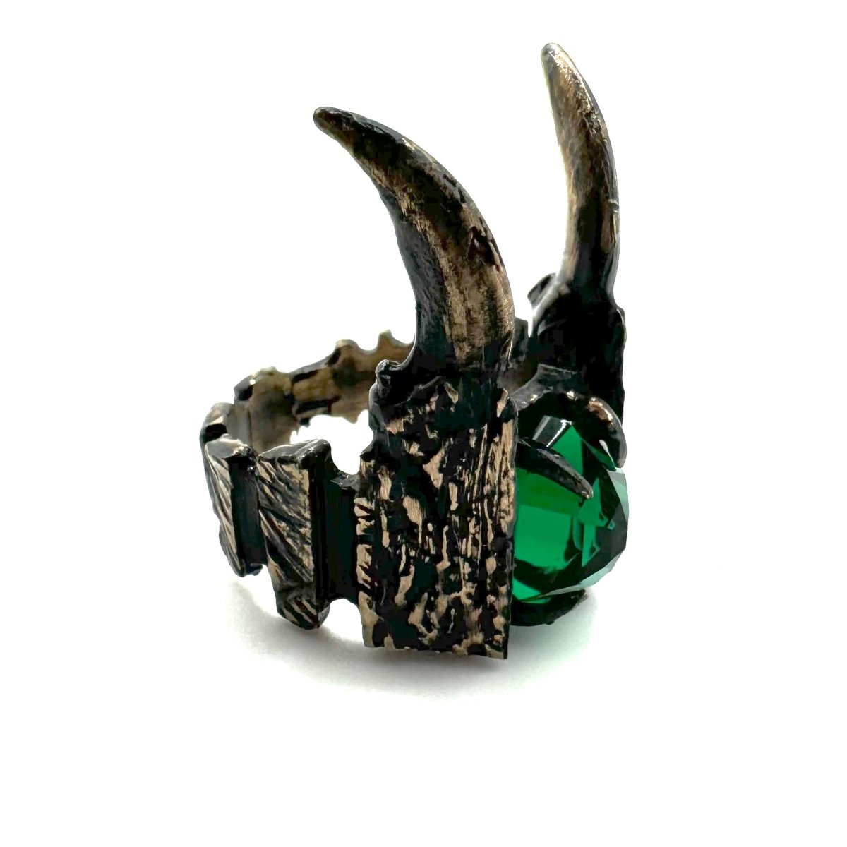 Loki’s Helm Ring in Bronze with Lab Emerald - Julian The 2nd - STONE RING - Loki’s Helm Ring in Bronze with Lab Emerald