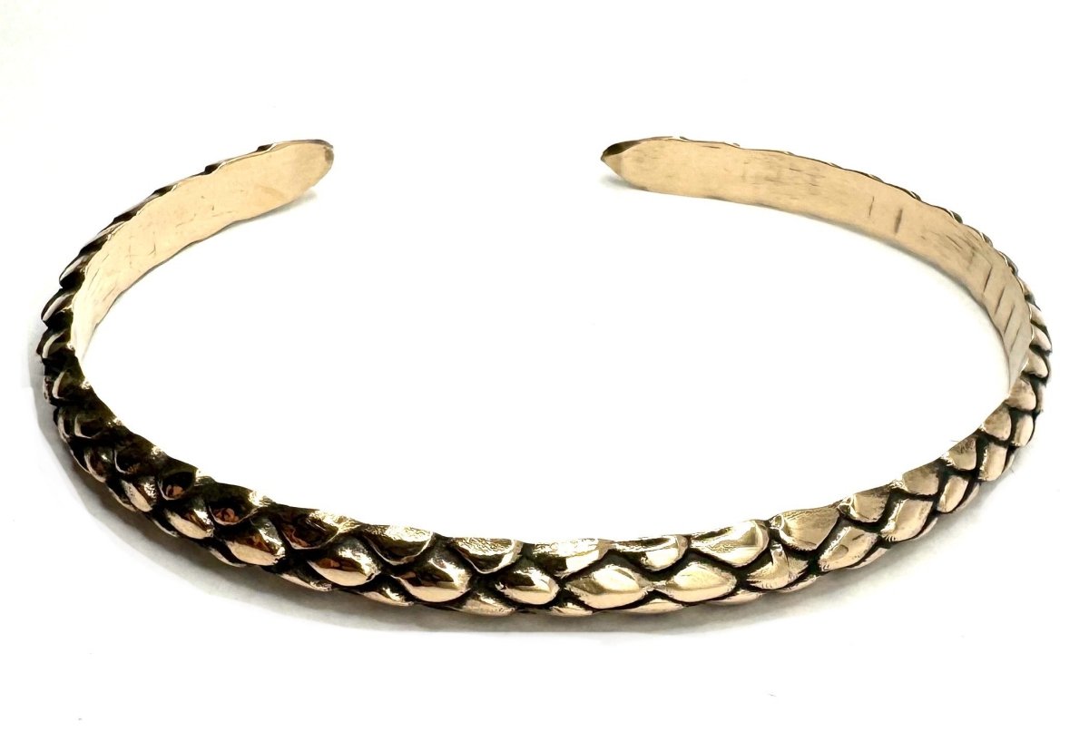 Ouroboros Snake Skin Cuff Bracelet In Bronze - Julian The 2nd - BRACELET - Ouroboros Snake Skin Cuff Bracelet In Bronze