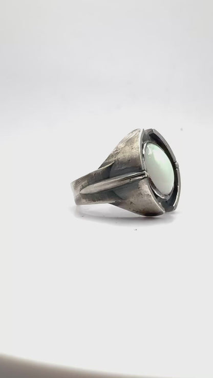 Opal Spine Ring in Sterling Silver