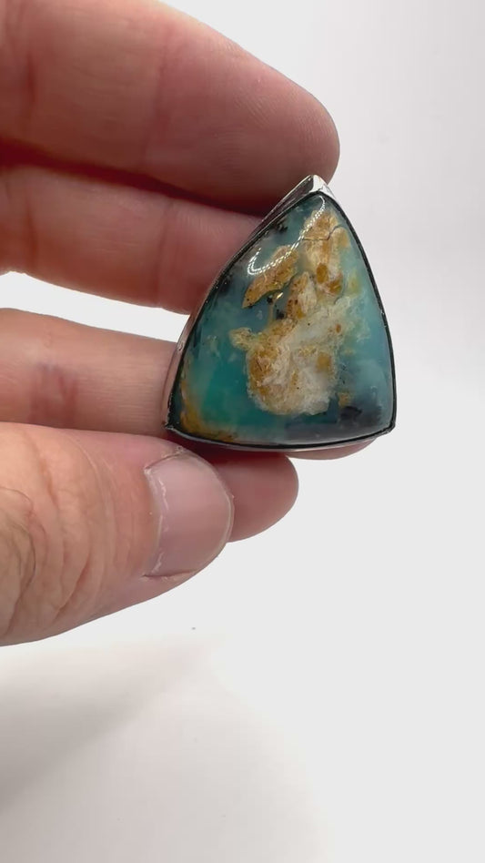 Ring of the Mage Set with Blue Peruvian Opal in Sterling Silver Ring