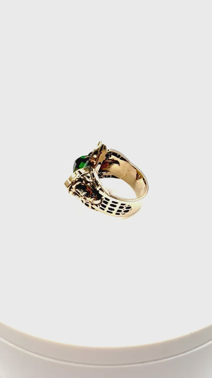 Inquisitor Ring In Bronze with Lab Emerald