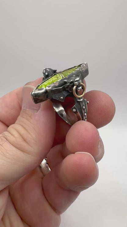 Citadel Ring With Talon Bridewell and 23k gold leaf in Sterling Silver