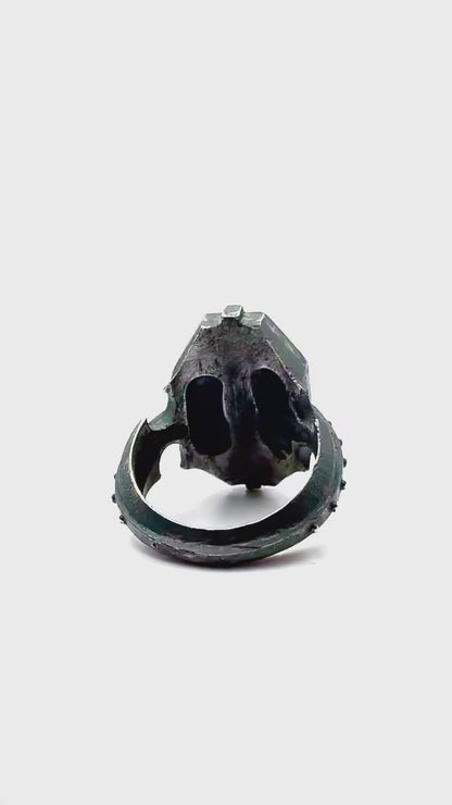 Black Opal Citadel Ring in Sterling Silver