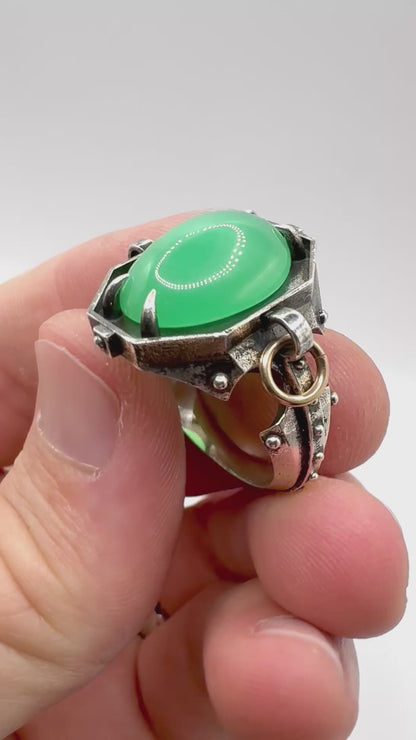 Chrysoprase Citadel Ring in Sterling Silver