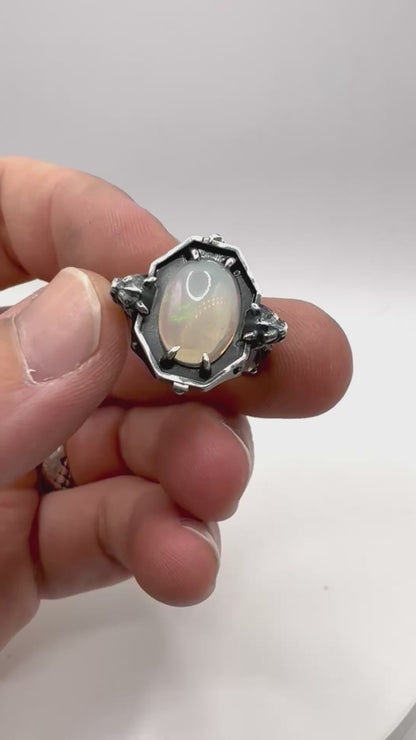 Opal Gargoyle Sanctum Ring In sterling silver