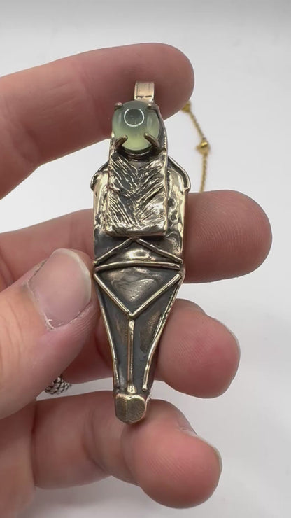 Ushabti Bronze Prehnite Talisman