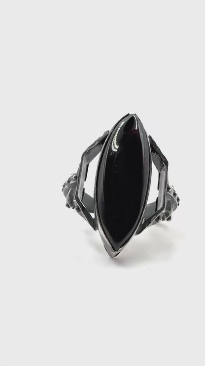 Citadel Ring With Talon Onyx in Sterling Silver