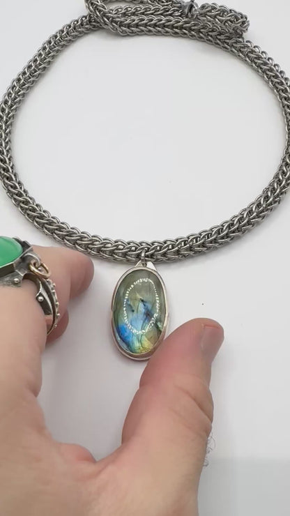Labradorite Ancient Kings’ Necklace Sterling Silver and Stainless Steel