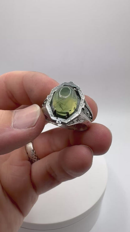 Ring of the Voidmage Set with Prehnite Ring in Sterling Silver