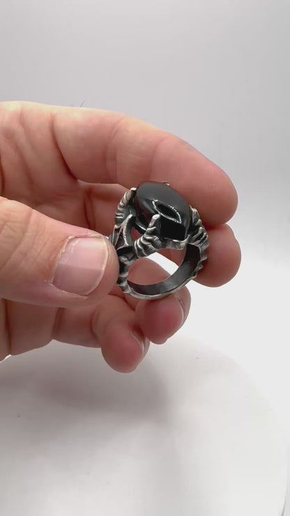 PREORDER - Abaddon Ring With Black Onyx In Sterling SIlver