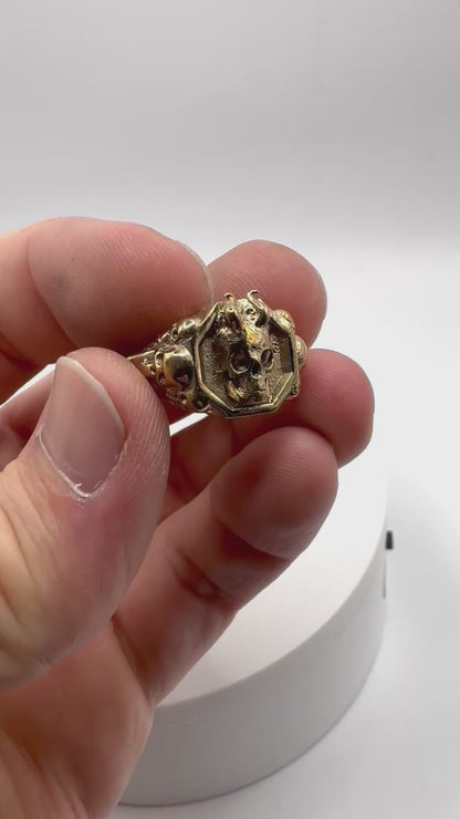 Necrotic Crown Skull Ring Bronze