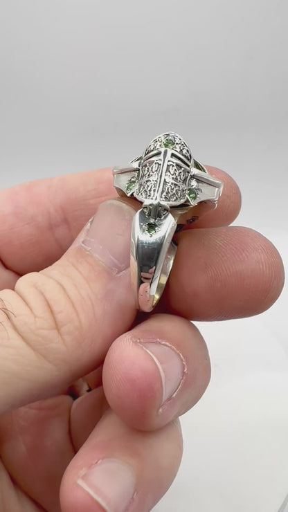 Green Knight Ring With Lemon Quartz and Tsavorite Garnet