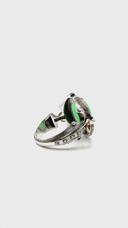 Chrysoprase Citadel Ring in Sterling Silver