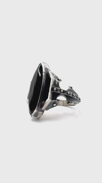 Citadel Ring With Talon Onyx in Sterling Silver