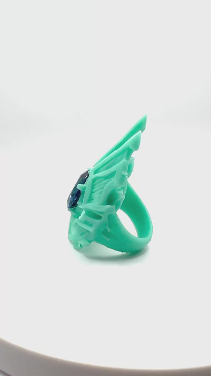 TO BE CAST - Viking Shield Ring With Blue Color Change Spinel In sterling Silver