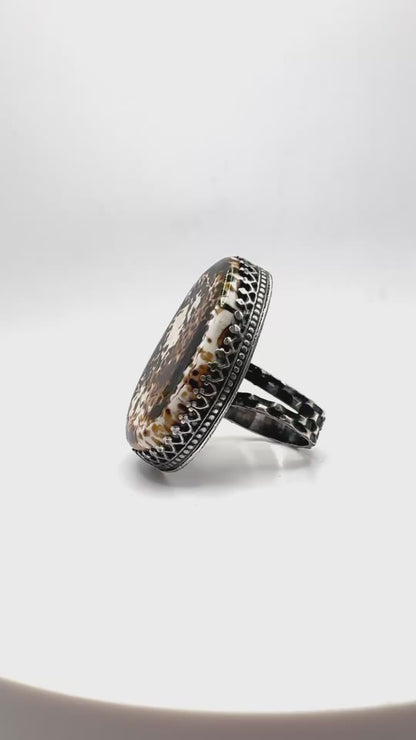 Ring of the Mage Set with Fossilized Mammoth Bone in Sterling Silver Ring