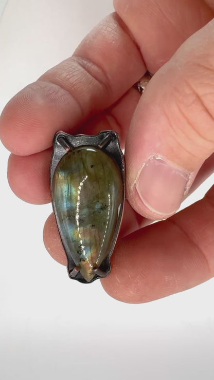 Oracle Bronze Labradorite Bone Band  Brutalist Ring