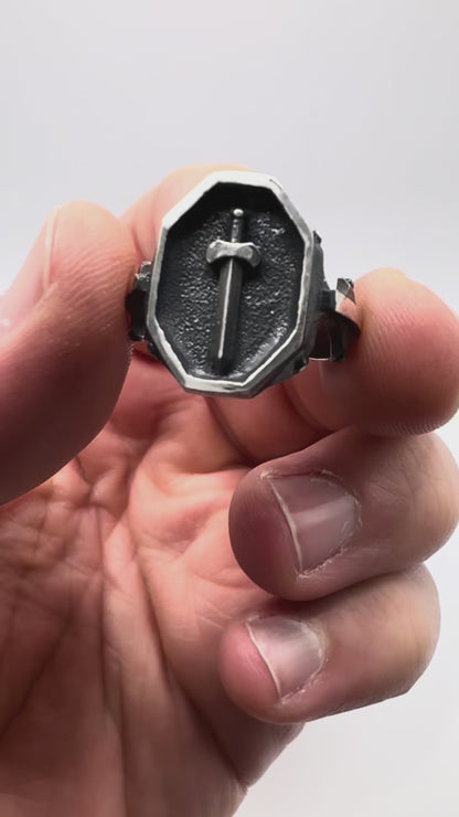 PREORDER - Excalibur Signet Ring In Sterling Silver