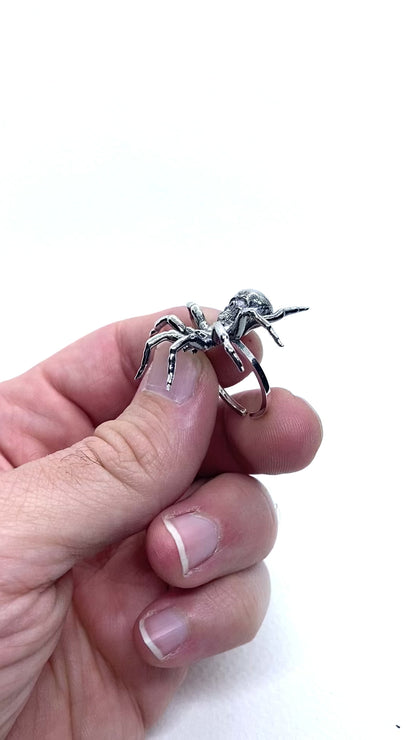 Spider Skull Ring Sterling Silver