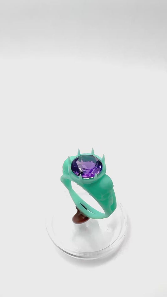 TO BE CAST - Cathedral Skull Ring With Amethyst In sterling Silver