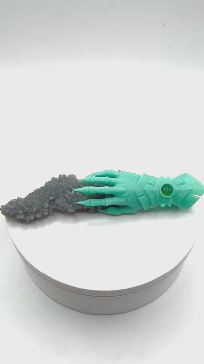 TO BE CAST -  Abaddon Pendant In sterling Silver And Grape Agate And Green Onyx