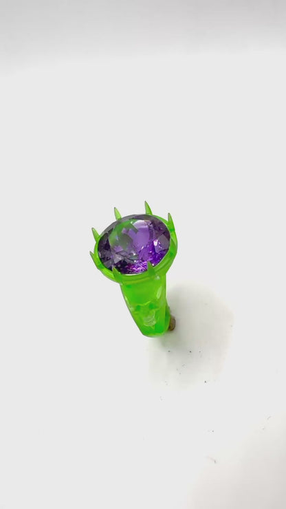 TO BE CAST - Skull Cathedral Ring With Amethyst In sterling Silver