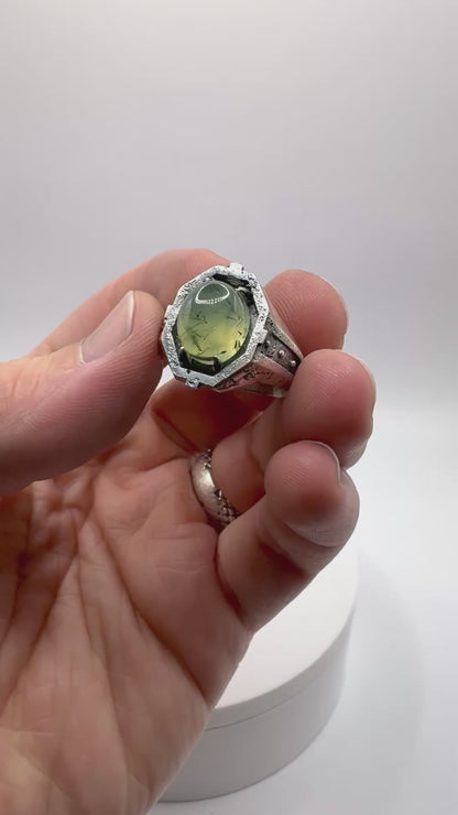 Ring of the Voidmage Set with Prehnite Ring in Sterling Silver