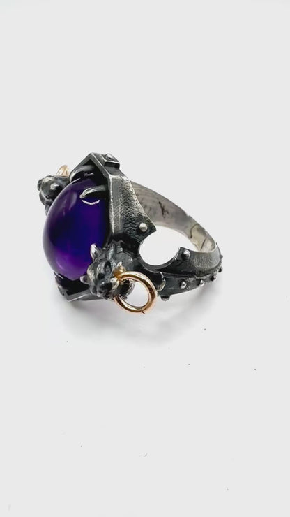 The Sentinel Ring With Amethyst In Sterling SIlver