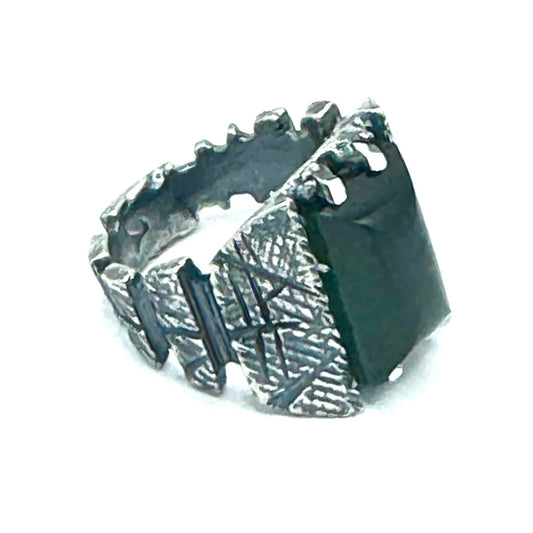 Revenant’s Revival Brutalist Ring with Tourmaline in Sterling Silver - Julian The 2nd - STONE RING - Revenant’s Revival Brutalist Ring with Tourmaline in Sterling Silver