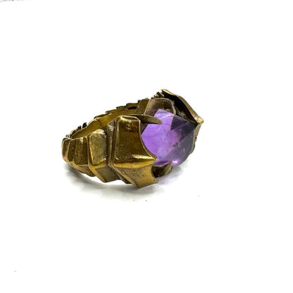 Ring of Amethyst Monolith Bronze Brutalist Ring - Julian The 2nd - Ring of Amethyst Monolith Bronze Brutalist Ring