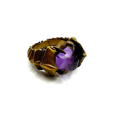 Ring of Amethyst Monolith Bronze Brutalist Ring - Julian The 2nd - Ring of Amethyst Monolith Bronze Brutalist Ring