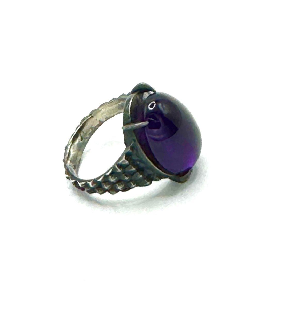 Serpent’s Claw Ring with Amethyst in Sterling Silver - Julian The 2nd - STONE RING - Serpent’s Claw Ring with Amethyst in Sterling Silver