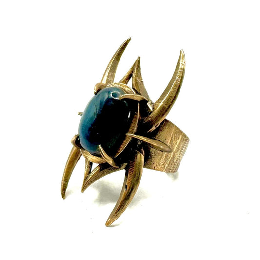 Spine Bronze Blue Kyanite Brutalist Ring - Julian The 2nd - Spine Bronze Blue Kyanite Brutalist Ring