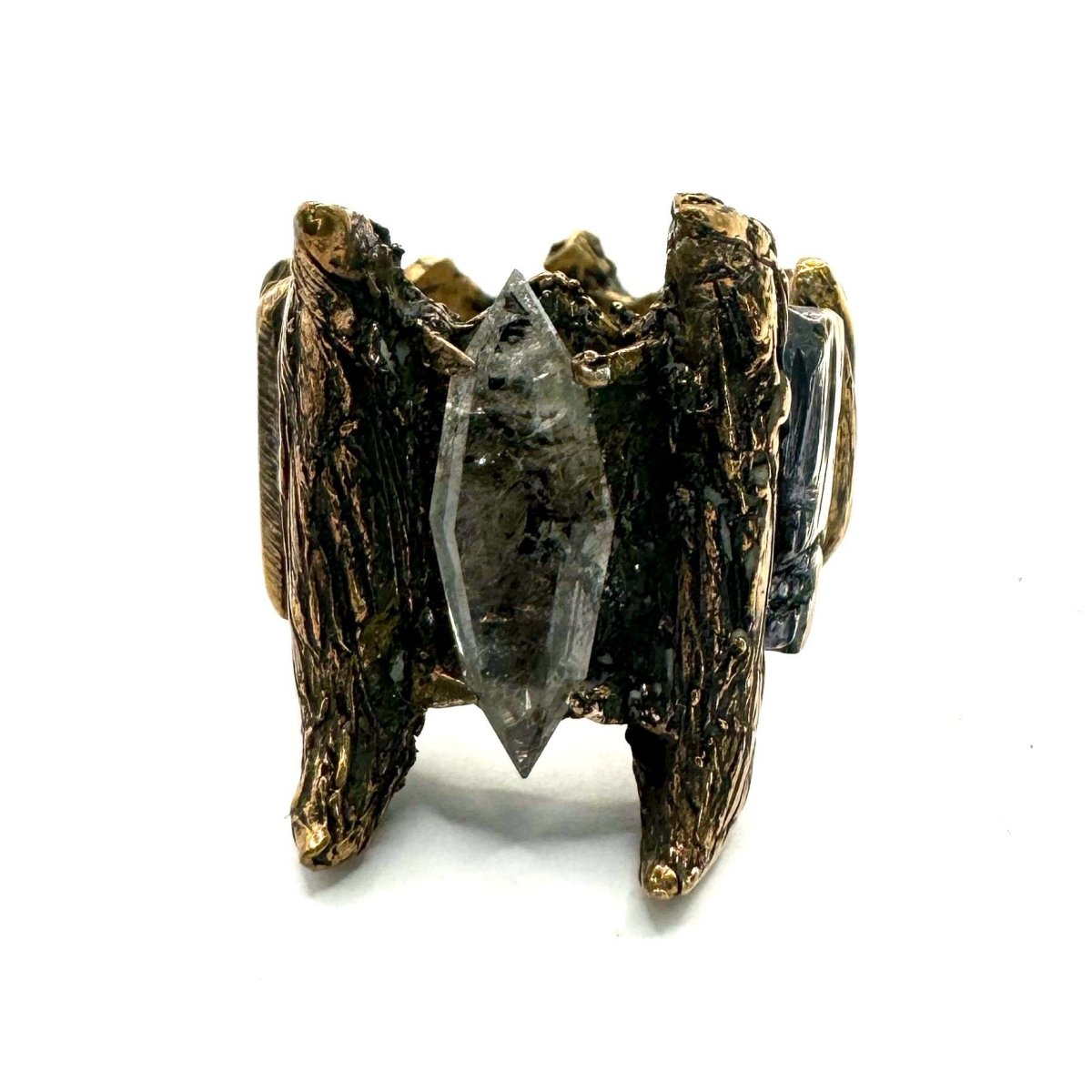 The Beast Ring in Bronze with Black Rutilated Quartz - Julian The 2nd - STONE RING - The Beast Ring in Bronze with Black Rutilated Quartz