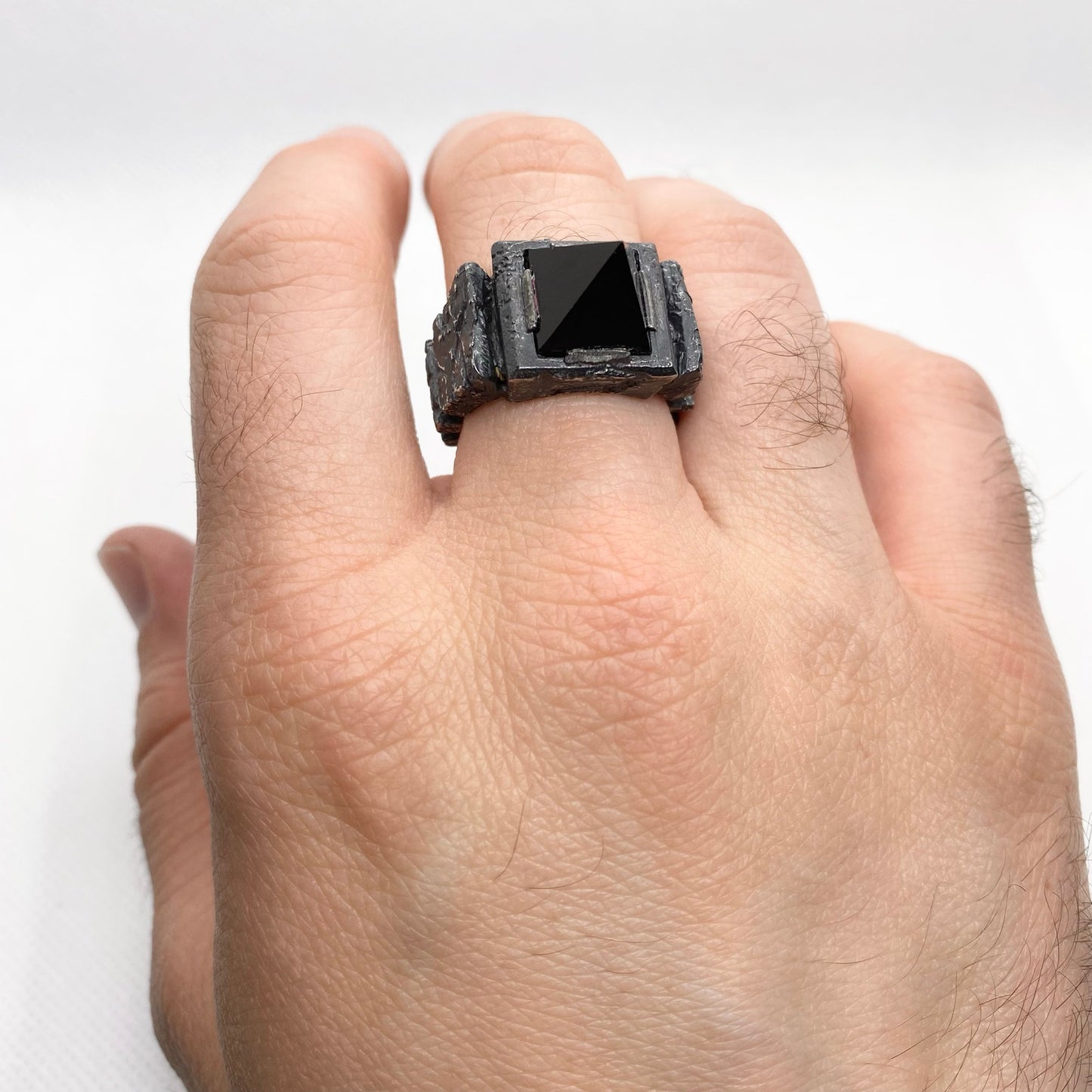 Black onyx Esoteric Ring Sterling Silver