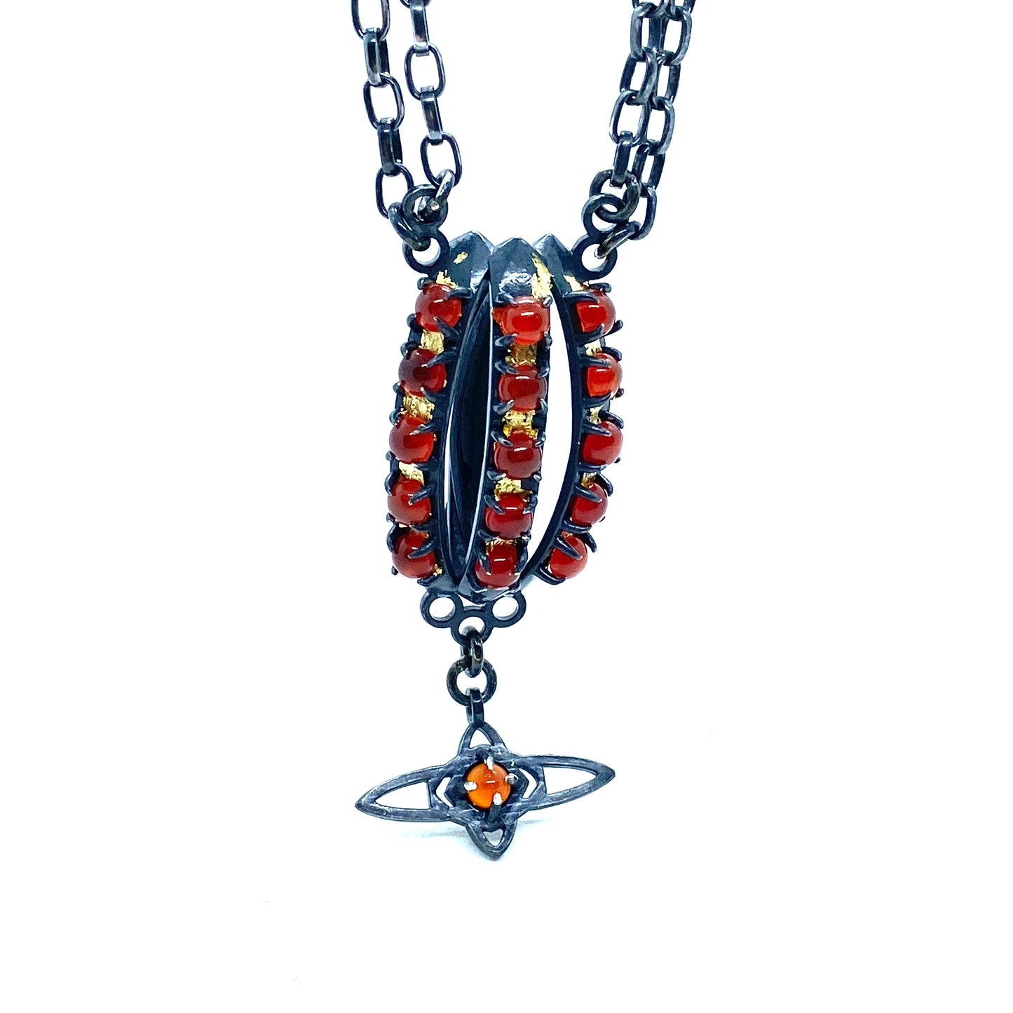 Yoni Necklace in Sterling Silver and Carnelian