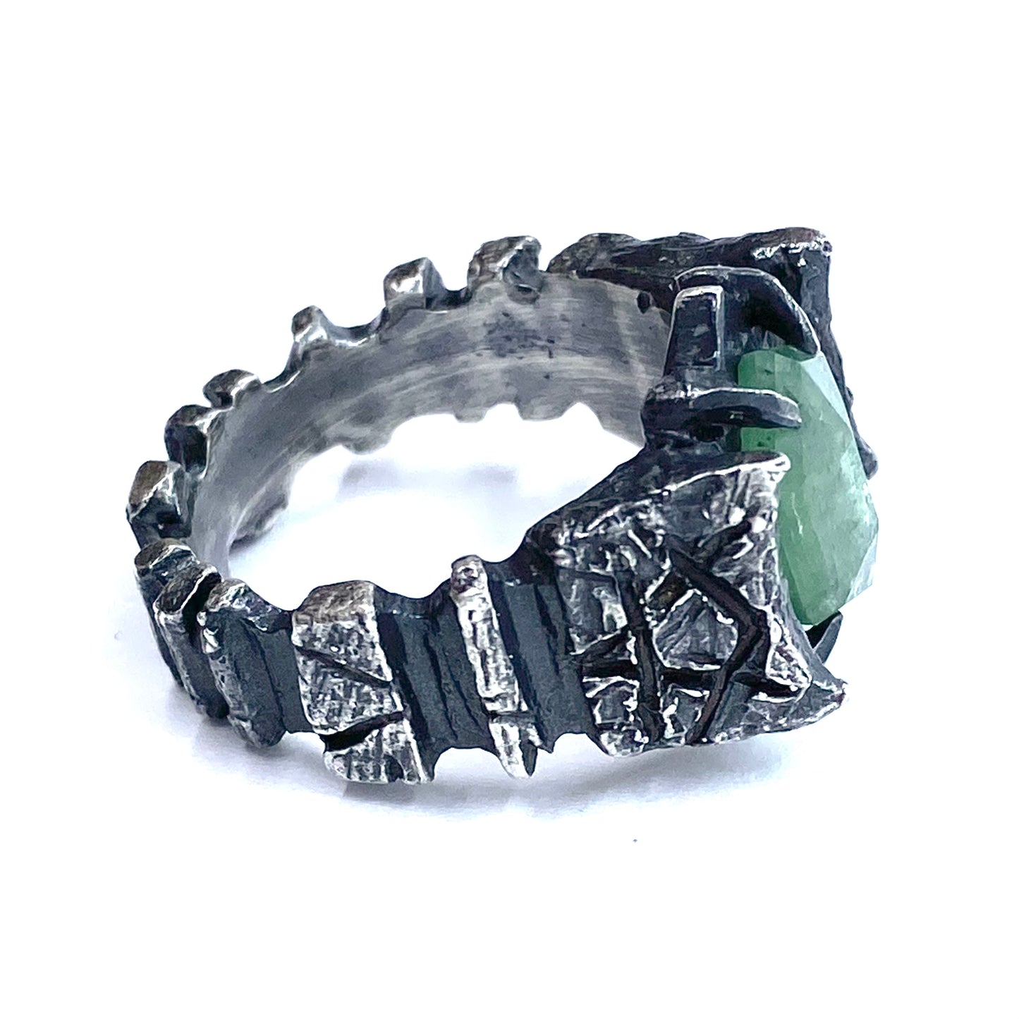 As Above, So Below Ring in Sterling silver and Moss Kyanite