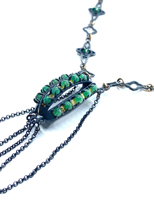 Emerald Amulet Necklace in Sterling Silver