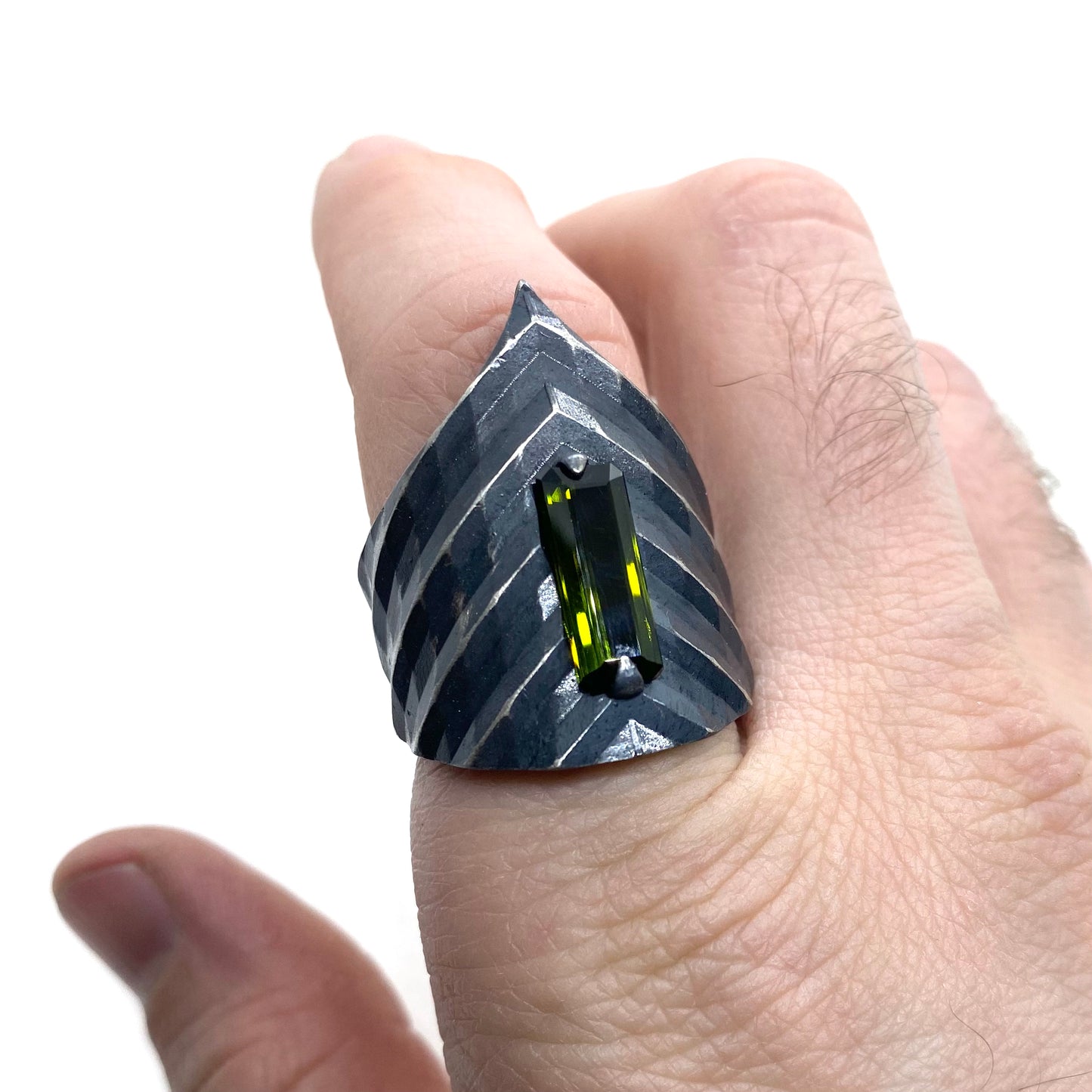Thorn Guard’s Green Tourmaline Ring in Sterling Silver