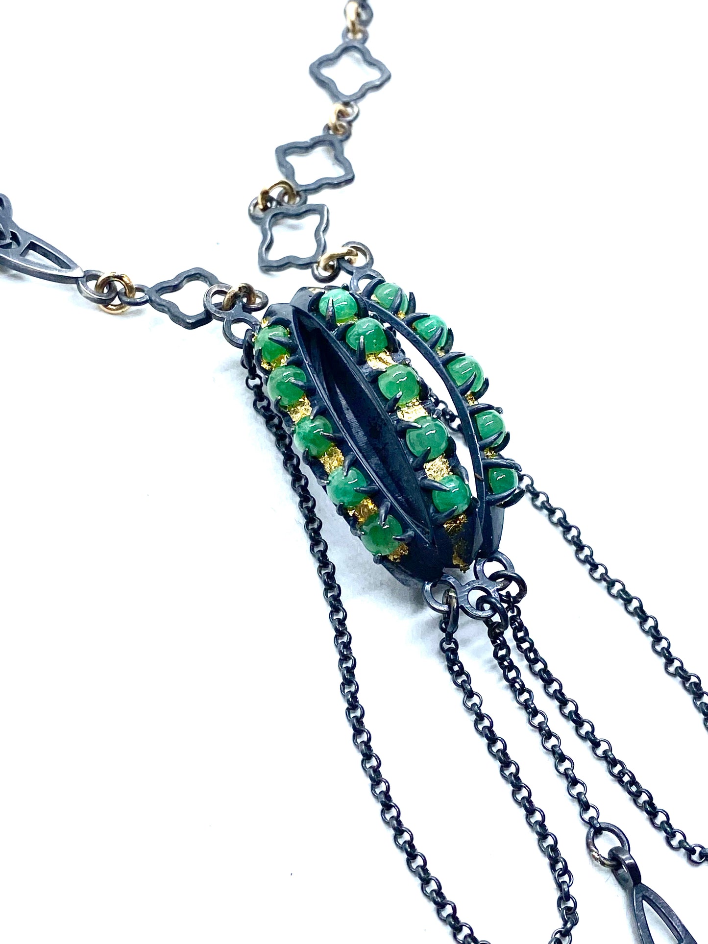 Emerald Amulet Necklace in Sterling Silver