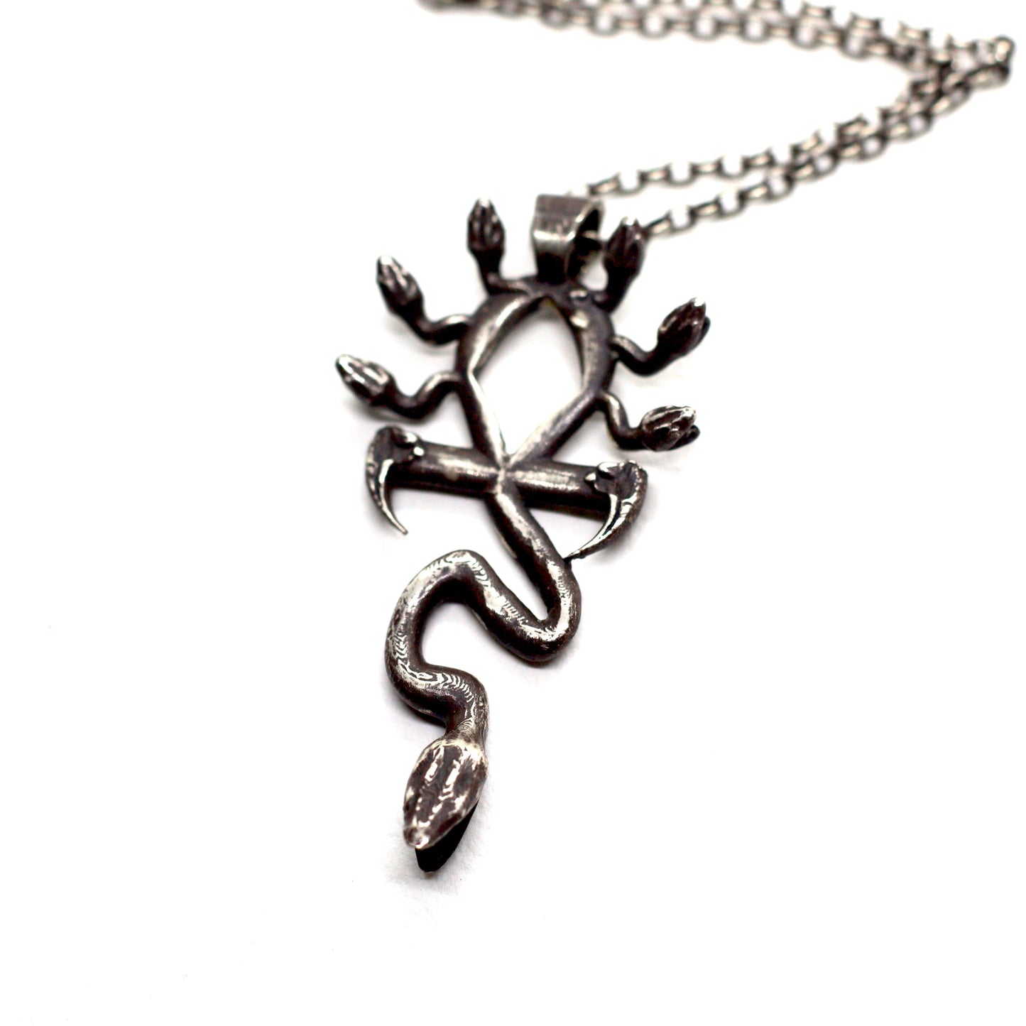 Medusa Ankh Necklace in Sterling Silver