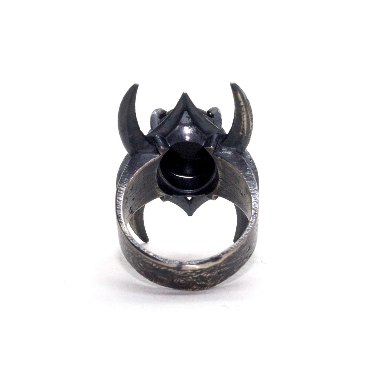 Black Onyx Spine Ring Sterling Silver