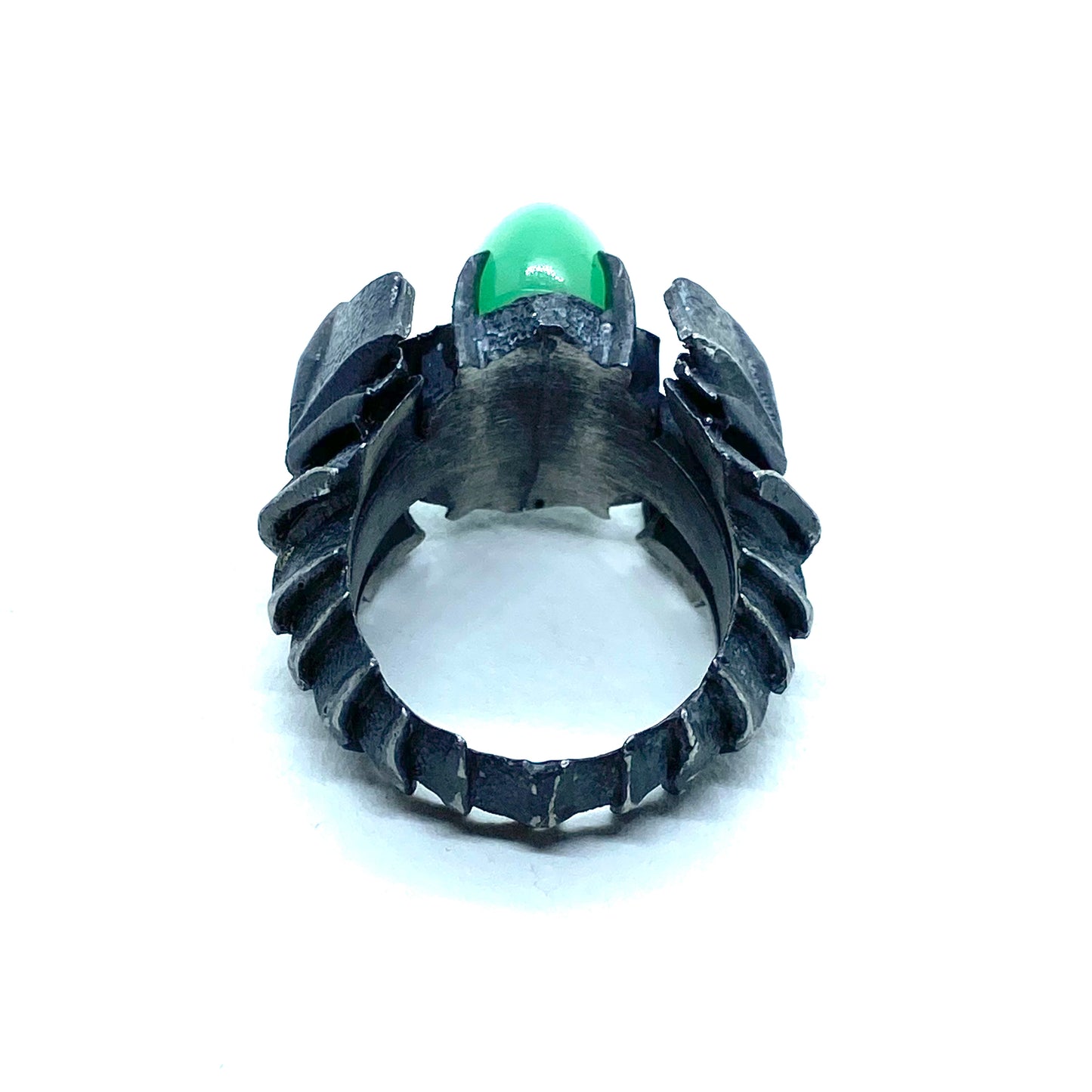 Black Knight’s Ring with Chrysoprase in Sterling Silver